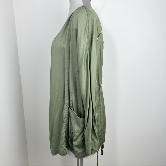 Jessica Simpson Blazer Finn Draped Embroidered Jacket Size Small Olive Lagenlook - Picture 4 of 11